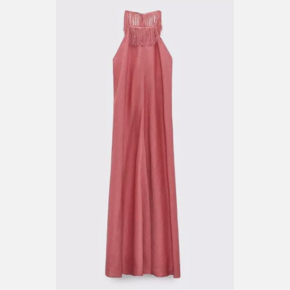 Zara Linen Dress with Fringe Limited Edition - Picture 7 of 8